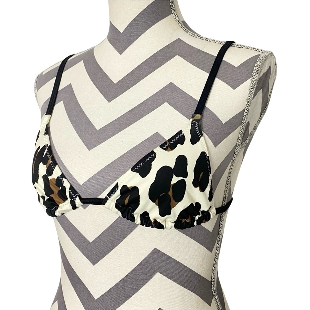 Solid & Striped Leopard Bikini Triangle Top Small… - image 2